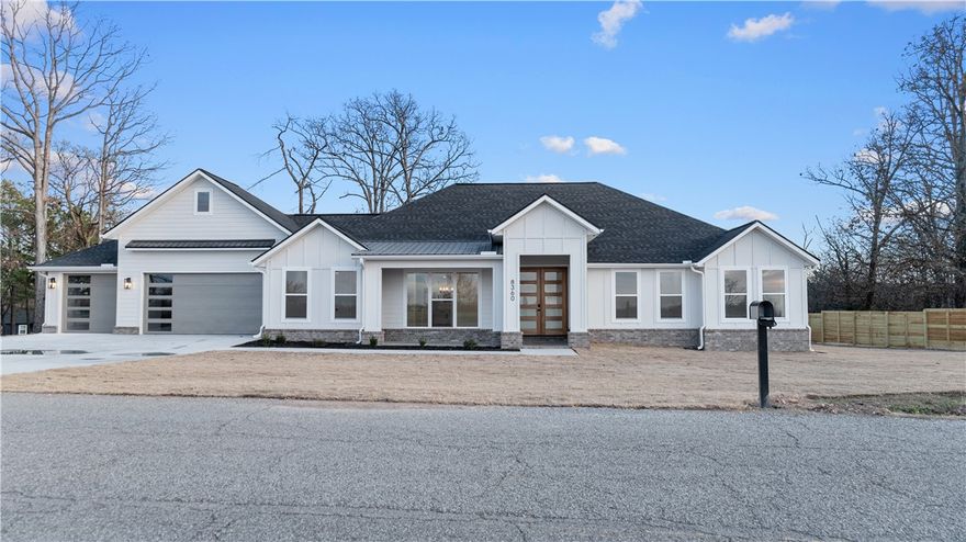 Modern Comfort Meets Natural Beauty Just 20 Minutes from Bentonville Experience the perfect balance of convenience and tranquility in this beautifully designed home. Situated on a peaceful 1-acre lot, you’ll love the privacy, open space, and serene setting surrounded by nature. This thoughtfully laid out home features 4 generously sized bedrooms and 3 full bathrooms, with every square foot designed for function and flow. Enjoy 10 ft ceilings in the living area, a wide entry with impressive 8 ft double front doors, and an oversized garage perfect for storage, hobbies, or a workshop. Luxury vinyl plank flooring flows throughout the home for a clean, modern look with lasting durability. Two covered patios front and back offer the perfect spots to sip your coffee, unwind after a long day, and take in the beauty of your surroundings. With quality finishes and a smart layout, this home offers peaceful living and plenty of room to grow just a short drive from everything Northwest Arkansas has to offer.