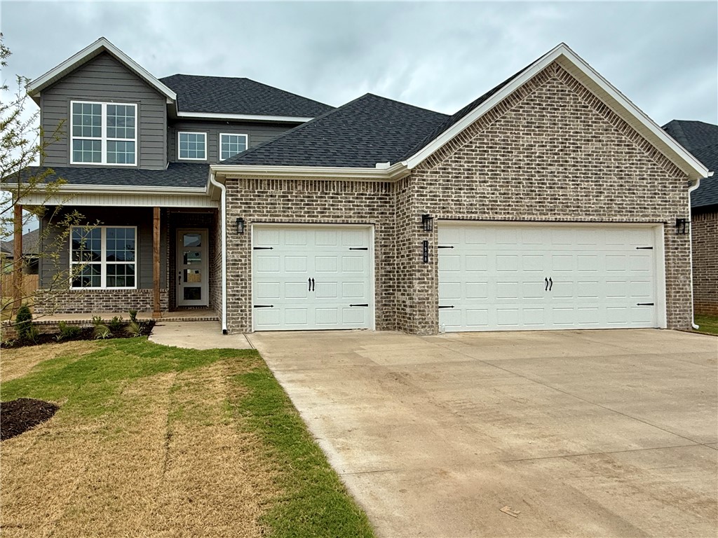Pea Ridge is an up-and-coming community in Northwest Arkansas, Yorktown offers the perfect opportunity to find your dream home. This affordable, scenic, and well-maintained area caters to a variety of lifestyles, making it an ideal place to live. Upon entering the Willow Plan, you're welcomed by a charming front porch. Inside, an office space with wood accent walls greets you, LVP leads you into the open-concept living, kitchen, and dining area. The kitchen is equipped with 3CM granite countertops, custom cabinets, and a beautifully crafted wood hood. Conveniently located off the garage are cubbies, the utility room, and a powder room. The primary bedroom features exposed beams and an ensuite bathroom. Upstairs, you'll find three additional bedrooms, each with spacious walk-in closets.The covered back patio, perfect for relaxing or entertaining.For a limited time rates starting at 4.99% OR $7,500 from builder & up to $4K from preferred lender.
