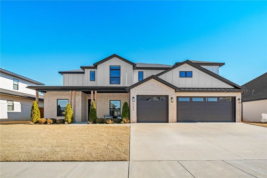 Welcome to this beautifully crafted home in the highly sought-after Scissortail neighborhood. This home offers striking curb appeal with a light brick exterior, dark accents, and a welcoming covered front and back porch. Inside, enjoy a bright open-concept layout with soaring ceilings, hardwood floors, and abundant natural light. The spacious living area features a contemporary fireplace and flows seamlessly into the chef’s kitchen with white cabinetry, Frigidaire Pro stainless steel appliances, a large island, and stylish pendant lighting—perfect for everyday living and entertaining. A dedicated dining space adds warmth and functionality. Large windows overlook the expansive, fully fenced backyard, offering endless possibilities for play, pets, or future outdoor living. Ideally located near Bentonville schools, parks, trails, dining, and shopping, this home blends modern style, comfort, and convenience in one of Northwest Arkansas’s most desirable communities.