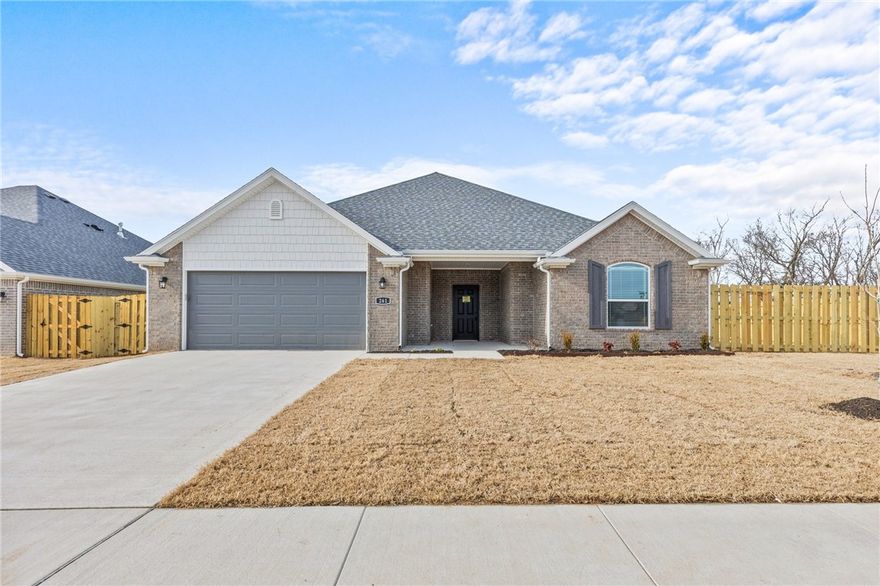 Full Fence is Included!  Welcome to The Cache – a thoughtfully designed, single-story ranch-style home offering 1,788 square feet of beautifully crafted living space. This versatile floor plan features 3 spacious bedrooms, 2 full bathrooms, and a finished 2-car garag. Enjoy seamless living with an open-concept layout that effortlessly connects the kitchen, dining, and living areas—ideal for everyday comfort and year-round entertaining. Step outside to the expansive covered patio and fully fenced backyard, perfect for everything from lively backyard gatherings to quiet mornings with a cup of coffee. The luxurious primary suite provides a relaxing retreat, complete with a generous walk-in closet and a spa-inspired ensuite bathroom featuring both a soaking tub and a separate walk-in shower. Whether you're hosting a holiday celebration, a summer birthday bash, or simply savoring a peaceful evening at home, The Cache is designed to elevate every moment.