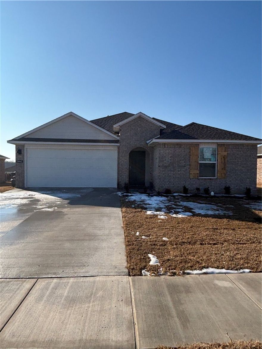 Brand New North Facing Home! 4 bed 2 bath and just 15 minutes from Walmart Home Office. Granite counter tops, large pantry, dining area, gas range, washer, dryer, fridge, fence and more. Get it before it's gone!