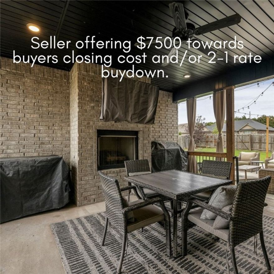 SELLER OFFERING $7,500 in buyers’ concessions. Don’t miss your chance to own this beautiful home in the heart of NWA on a corner lot with direct access to golf & fishing. Well-maintained 4-bdr, 2.5-bath boasts split floor plan, 10-ft ceilings, giving a sense of openness & light. The spacious kitchen has tons of cabinets, granite counters, large island perfect for entertaining, an amazing walk-in pantry, that has everything in easy reach. Wood floors in living, dining & entry way while the beds and office offer cozy carpet for comfort. Retreat to a large primary BDR with walk-in closet & great master bath. The other side includes a Jack-Jill bath making it easy access for family/guests. Cat 5 wiring in BRs, office & LR. Step outside to discover a cov’d patio, perfect for year-round outdoor living. With a gas fireplace and extended patio area, this space is ideal for entertaining friends/family or simply relaxing. Home has solar panels (which will be paid off at closing), providing energy efficiency & cost savings.