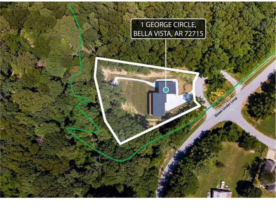 The George House allows the beauty of nature to surround you while being positioned on the Down Under Loop, a 5.4 mile trail with feeders to Sick-A-More and Tunnel Vision. Whether a mountain biker lover or not, you will love the feeling of seclusion while still being only 12 min from Bentonville Square. Appreciate the modern architecture of George House with its single slope roof, wall of windows and full length double decker deck. On the main level are two bedroom suites, an open great room and well appointed kitchen, including GE Monogram Appliances. All floors on the main level are a wide plank white oak floor. There is a large laundry/pantry on this level. On the lower level you will find a game room, another bedroom, and a flex room with garage door, which could be used as a workshop, office or bunk room. Bella Vista features over 100 miles of mountain biking trails, 7 golf course, 3 recreational centers, several paved walking trails along with scenic hiking trails. **3br septic system**