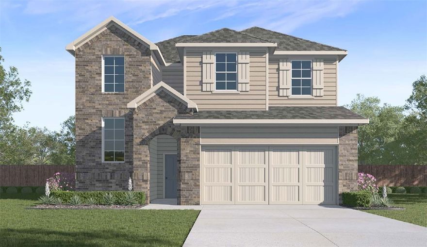 The Lovely H35P plan in Pine Hollow by D.R. Horton! This community offers two story homes with spacious living areas, perfect for entertaining and everyday comfortable living. This home features 4 bedrooms, 3.5 baths, and a game room upstairs! You’ll enjoy a beautiful modern electric fireplace with a poplar mantle in the living room! Full oak Tread Staircase with black modern handrails-Bathroom 1 will be tile flooring- Beautiful Wood Laminate click LVP first and second floor! In the kitchen, you’ll find stunning quartz countertops, tile backsplash, and a gas range. The primary bedroom has an ensuite complete with quartz countertops, dual sinks, freestanding tub, a walk-in shower with tiled walls!  The living room, each bedroom, and game room will have a fan. Home exterior features painted brick and Hardie® siding  (per plan).  Covered patio (per plan). The programmable thermostat allows you to effortlessly control your environment with the touch of a button! Taxes and parcel TBD.