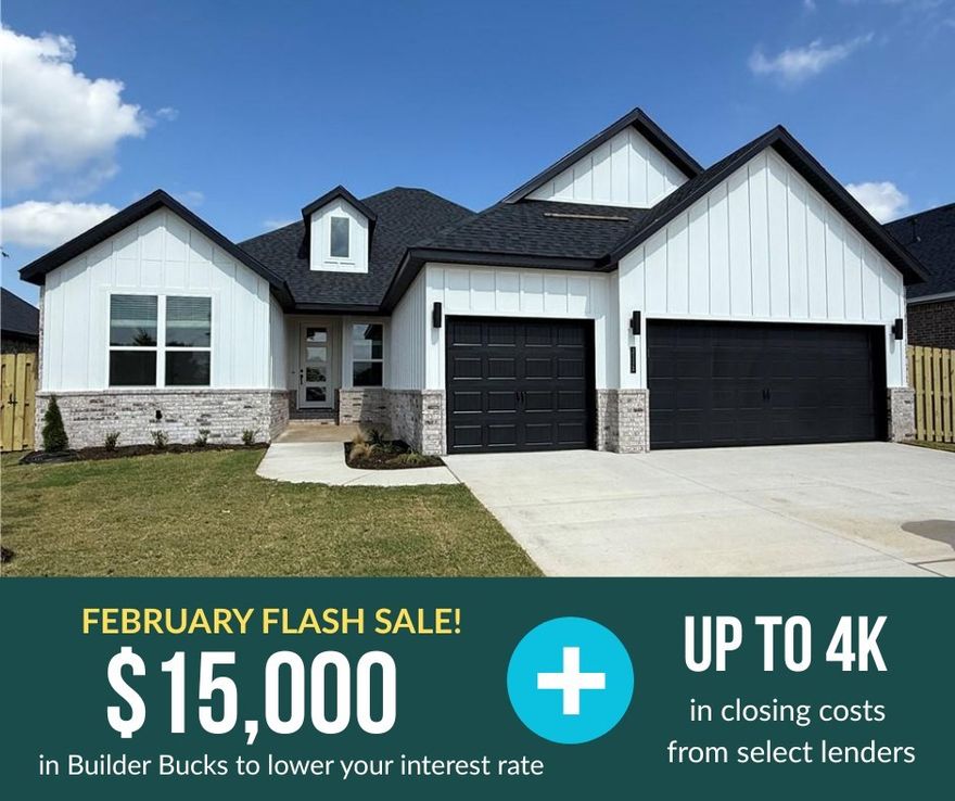 FLASH SALE: Contract in Feb and receive 15K in builder bucks and up to 4K from select lenders.An 8ft. door gives a grand entrance into the Birch Plan. Inside, you’ll find a spacious kitchen with quartz countertops, floating shelves, and an open-concept living and dining area. The inviting living room features a cozy electric fireplace, while luxury vinyl plank flooring adds warmth and durability throughout the main living spaces. The primary suite offers a spa-like retreat with a walk-in shower, relaxing soaker tub, and a massive walk-in closet. A large utility room and pantry add convenience, while the covered back patio and fenced backyard create an ideal space for outdoor enjoyment. The garage door and walls are fully insulated for year-round energy efficiency and comfort. Tile extends to the ceilings in all bathrooms, offering a sleek, upscale finish.  Fence, blinds, and gutters are all​​‌​​​​‌​‌​​​‌‌​​​‌‌‌​​‌​​‌‌​​​​ included.