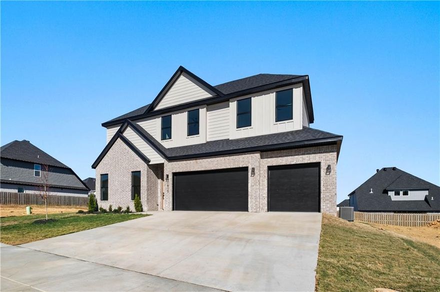 Step into style with the Hibiscus plan—4 beds, 3 baths, and a layout that blends luxury with everyday function. Main level features a spacious primary suite + guest bed/bath. Upstairs offers 2 more beds + full bath. The kitchen stuns with quartz countertops, custom cabinets, SS appliances, and eat-in dining. Open-concept living with LVP flooring and designer lighting. Located in a growing community with Phase 2 amenities coming soon: pond, trails, pool, and clubhouse. Minutes to XNA and under 20 mins to Downtown Bentonville. North-facing home.  Move-in ready and easy to show—schedule your tour today! **Also listed for sale**