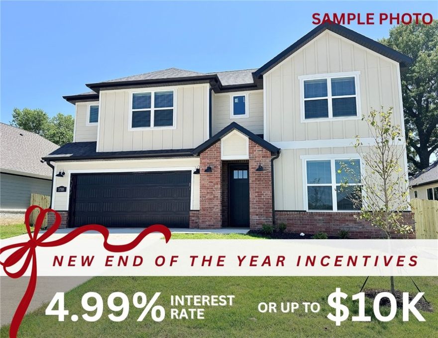 Fence, blinds and gutters included! Discover your dream home in the new neighborhood- Jacob's Crossing. Murphy plan with garage on the left and South facing! 9 ft ceilings, linear electric fireplace, LVP flooring throughout the main areas and primary bedroom, quartz countertops and more. Chef's kitchen boasting frigidaire stainless steel appliances, gas range, pantry, quartz countertops, bar pull handles, large island and gorgeous backsplash. Luxurious primary bedroom features abundant natural light, while the spa-like primary bathroom offers a walk-in shower, tub, double sinks and spacious walk-in closets. Additional features include a formal dining/study, three large secondary bedrooms upstairs and a functional laundry room. Nestled on a generous lot with covered patio that overlooks the serene sodded, fully fenced backyard. Sturdy concrete siding! Model home located at 3631 Tranquility St- Lot 1.