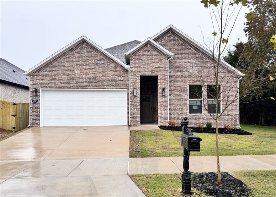 The Immaculate Ivory plan in Hughmount, located in Fayetteville, Arkansas! The Ivory plan includes 4 bedrooms, 3 baths, a game room (could also be a 5th bedroom!) and 2515 square feet. These brand-new homes boast 4-sided brick and LVP flooring with carpet on stairs and upstairs. Upon entering, you will find a spacious living area featuring a gas fireplace with a poplar mantle. The kitchen will have 42-inch cabinets, lovely appliances and quartz countertops and tile backsplash. The Primary bedroom has a fabulous en suite, dual sinks, with a walk-in shower with tiled walls and a soaking tub! These homes feature LED lighting throughout, and a high efficiency AC with programmable Wi-Fi thermostat. Come find your dream home today! Taxes and Parcel TBD.