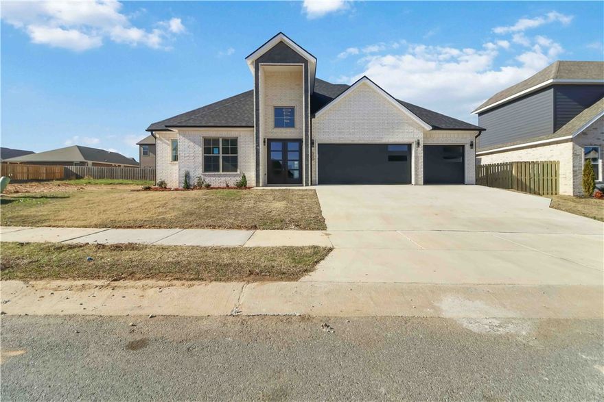 Welcome to Silver Leaf, a new upscale neighborhood, soon to feature a clubhouse with fitness room, pool, playground, dog park, and scenic walking trails with fountains. This elegant home offers soaring ceilings and a smart split floor plan with three spacious main-level bedrooms, each with walk-in closets. The expansive living room features custom built-ins and a gas fireplace, opening to a chef’s kitchen with high-end appliances, quartz countertops, custom cabinets, and designer lighting. The luxurious primary suite includes a spa-like bath for ultimate relaxation. Upstairs, a huge bonus room provides the perfect space for a game or media room, and a large guest bedroom and full bath. Enjoy the covered back patio and fenced backyard—ideal for outdoor living! Zoned for Bentonville Schools! One year lease minimum.