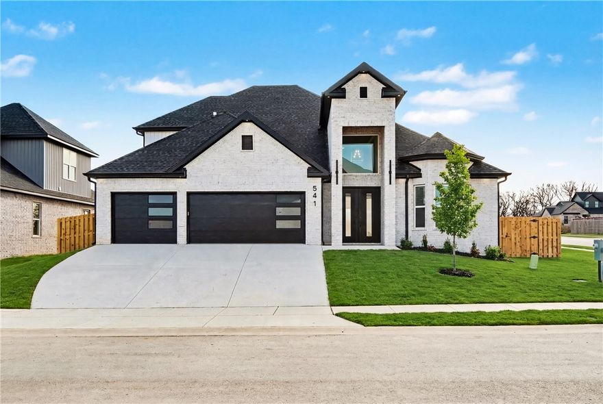 Luxury living in Centerton begins at 541 Bose Ave in Silver Leaf Estates! The Silver Leaf floor plan has too many upgrades to list! The kitchen includes a chef gas range, working island, upgraded backsplash, cabinets that reach the 10' ceilings, large pantry, appliance cabinet, & even a USBC outlet to charge your devices! The living room boasts a stunning floor-to-ceiling navy & gold electric fireplace & the modern aesthetic continues with light hardwood floors, metal balusters, & lighting package. The owners' suite is one to see- two custom closets, separate jetted tub & tiled shower with rain shower head & frameless glass door. Upstairs is a full bath & two bedrooms- or one room & a media room complete with a temp controlled tech closet. This corner lot is part of Silver Leaf Estates- Clubhouse amenities include pool, playground, exercise room, dog washing station, fireplace, & full kitchen. Construction is complete & ready for you to experience Silver Leaf Living! Open House, Sun, 1/11, 11a-1p.