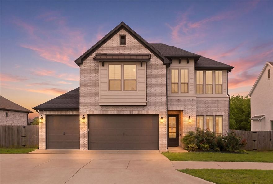 This 5 bedroom, 3.5 bath home in Allen's Mill checks a lot of boxes. Built on the Gramercy floor plan, the private owner's retreat features a beautiful bay window bump-out that adds extra square footage and natural light. The open-concept kitchen flows into spacious living and dining areas, and upstairs has a second living area, 3 bedrooms, and 2 full baths. Out back, the extended covered patio overlooks the community pond and trees — private and peaceful with no rear neighbors. The neighborhood pool and park are just moments away, and Mt. Hebron park is just a few minute bike ride. Tankless gas water heater and Google Home security system convey. Zoned for Bentonville Schools. Come take a look.