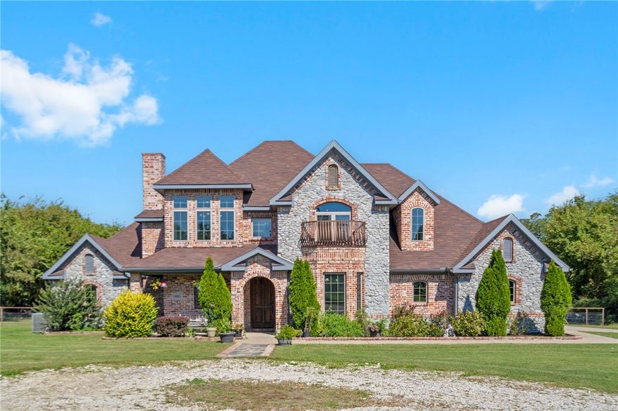 Step into the pinnacle of luxurious country living with this exquisite 4-bed, 3.5-bath European-inspired home, nestled on 4.98 acres of land. Boasting soaring cathedral ceilings & hardwood floors throughout. The eat-in kitchen, featuring granite countertops & a large pantry, is a dream. A formal dining room, which could also double as a home office, offers versatile living space to suit your needs. The master suite is a true retreat, complete with a spa-like en-suite bathroom featuring a jacuzzi tub, dual vanities, & a generous walk-in closet. A bonus room adds even more flexible living space. Step outside to the backyard, where a charming patio overlooks the landscape, complemented by a fire pit & 2 convenient storage sheds. This property is a country lover's paradise with farm animals the sellers are willing to negotiate selling separately with acceptable offer, making it ideal for those seeking a true rural lifestyle. The property includes a water well. Don’t miss your chance to own this breathtaking estate!