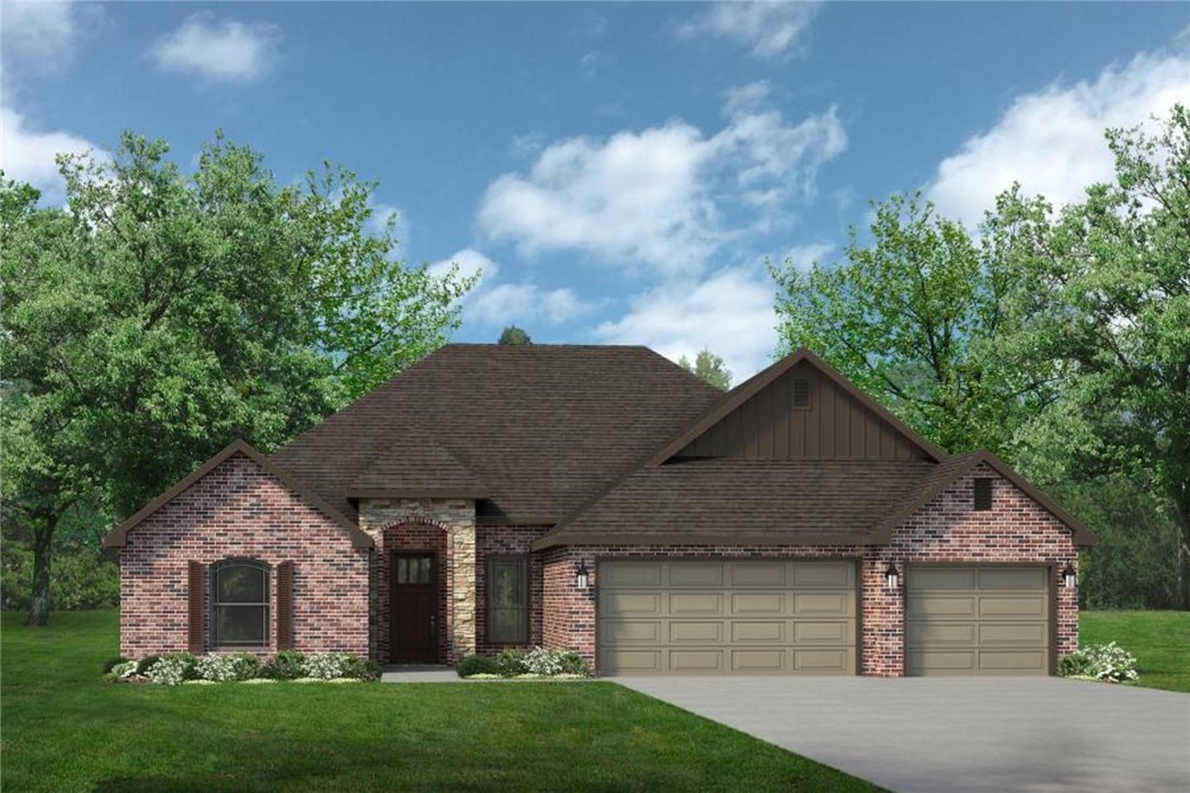 Welcome to the Millie, a beautiful one-story ranch style home where luxury meets affordability in the heart of Northwest Arkansas. With 2,458 sqft, 4 bedrooms, 3 bathrooms, and a finished 3 car garage, this floor plan has plenty of additions for you and your family to enjoy. Featuring an open concept living room, kitchen, breakfast nook, and dining room just past the entryway, the Millie has the ability to comfortably host a number of guests for any occasion. In addition, this plan holds a spacious back porch and fully fenced yard perfect for a game-day barbecue, backyard game of catch, or simply an easy day outside with a good book. This plan also has many included options, such as a full Estate kitchen, a tiled shower in the primary bathroom, and beams in the living room to be enjoyed by anyone in your home.