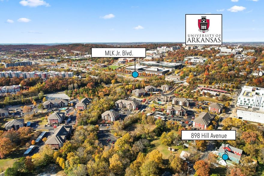 Come view this 1901 Home in a great location!!! - Trail access to the Razorback Greenway is just up the block - Close to the University of Arkansas & Fayetteville High School. Convenient access to I-49, Dining & Shopping. Whether you decide to make it your own or start over with something new, this location keeps you in the heart of Fayetteville. 2015 new vinyl windows, siding, HVAC, appliances.  Roof 2018. New water & sewer lines from house to street - 2023. Washer/Dryer convey. Zoning for this home is RMF-24. This home is SOLD AS IS.