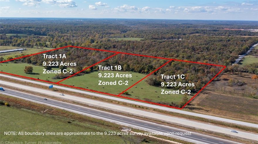 Location, location, location. This listing is has recently been split and is now Tract 1A. Excellent development potential. Transport truck accessible from near by I-49 exit.