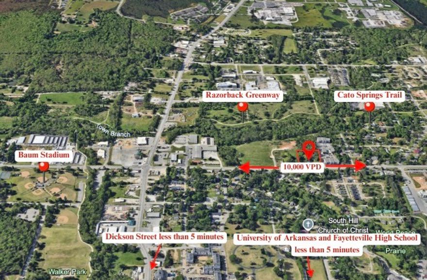 WHY THIS SITE...10,000 VEHICLES PER DAY ...200 square foot  ROAD FRONTAGE...Prime .71 Acre  Development Opportunity Near College, Baum Stadium and Bike Trails.  VALUE IN LAND
Discover an exceptional opportunity to invest in level buildable prime land in Fayetteville!!!   Located just minutes from University of Arkansas College campus and scenic bike trails. With all utilities readily available—including water, sewer, and electricity—this property is development-ready and perfectly suited for apartments, townhomes, or student housing. The terrain provides flexibility in site planning, while the proximity to outdoor recreation, education, and city conveniences ensures high tenant demand. Don’t miss your chance to secure this rare, build-ready acreage in a high-growth corridor.