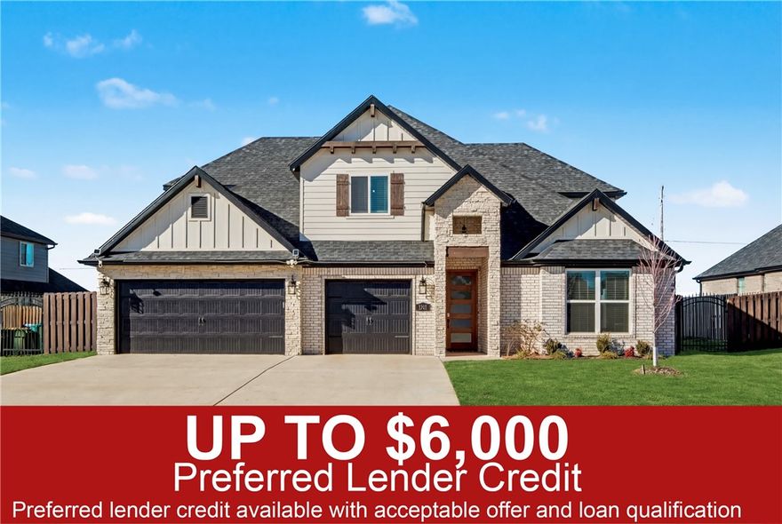 Welcome to a refined luxury home in the sought-after Tuscany community. This inviting home features soaring ceilings and an open-concept layout filled with natural light. The well-appointed kitchen with leathered granite countertops flows seamlessly into the living areas. The main level includes a primary suite with a spa-inspired bathroom, a second en suite bedroom, and a convenient half-bath for guests. Upstairs offers two additional bedrooms, a full bathroom, and a versatile bonus room. Enjoy outdoor living in the private backyard with a cozy fireplace. Residents also have access to resort-style community amenities, all while being minutes from the Walmart Global Campus. This home offers the perfect blend of luxury, location, and lifestyle in one of the fastest-growing areas of Northwest Arkansas.
