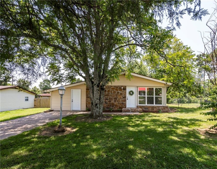 Updated home just outside of city limits! New flooring, HVAC, windows, interior & exterior doors, and water heater. Roof-2 years. 3 bedroom, 1 bath home with 1552sf. Open floor plan. Kitchen layout includes an island bar. Den or possibly 4th bedroom. Office area or could be a nursery. LVP flooring in most areas and carpet in bedrooms. The covered back porch is the perfect area for relaxing in seclusion, surrounded by shrubs. Privacy and chain link fencing in the backyard. Water, electric, natural gas, and septic.