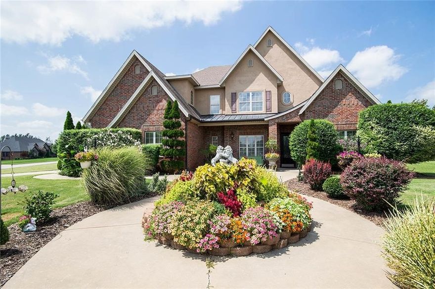 Step into luxury with this stunning 6-bdrm, 3.5-bath estate home. 1st level boasts a large primary bdrm next to a bonus room (perfect for an office or nursery). Porcelain floors with carrara marble pattern grace the entire 1st level, while the 2nd level hosts a media/family room & 4 generously sized bdrms, 2 with private sinks and Jack/Jill bathroom. Well lit kitchen includes large eat-in area surrounded by windows, a gas log fireplace with room for additional seating.Built-in appliances, double wide, built in Frigidaire fridge/freezer conveys as well as under counter ice maker & trash compactor. Outside a 1.55-acre landscaped oasis, irrigation front & back, potential for a future pool. Fencing around patio provides backyard privacy, while the surroundings offer scenic tranquility. Experience a country-like ambiance minutes from shopping & dining. 1-year home warranty, $10K towards  rate buy-down, closing costs or  upgrades.Large Mirror in Living Rm DOES NOT convey. Make this remarkable property your forever home!