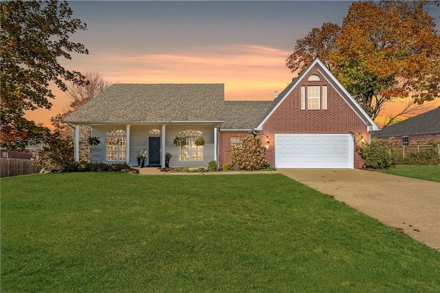 This amazing 3B/2B, 1898 sf home on a large lot (.60) offers privacy and lots of room, inside and out, for entertaining and family time. The expansive north-facing deck features a covered cedar bar and seating area with sun shades for added outdoor living space and entertaining. The deck boasts a high viewpoint with no homes directly behind, a green space below, and a wet weather creek. Inside, large windows flood the open concept living area with natural light. The double tray ceiling adds character and volume, while a charming framed fireplace promises cozy evenings. The split floor plan features a spacious primary bedroom/bath on one side and two bedrooms and one bathroom opposite. Upstairs, the large, bonus room features a vaulted ceiling and serves as flex space for a playroom, office, guest room, man cave, hobby room, etc. Many improvements (see attachments), plus, Cave Springs’ desirable, central location with quick access to I49 and the airport, this home is the opportunity you’ve been waiting for.