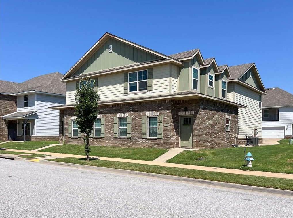 Great investment opportunity near the University of Arkansas. Built in 2018, the duplex has 4 bedrooms with 4 en-suite bathrooms and one half bath. It has a large living room space, granite counters, a 2 car garage, and a patio.
