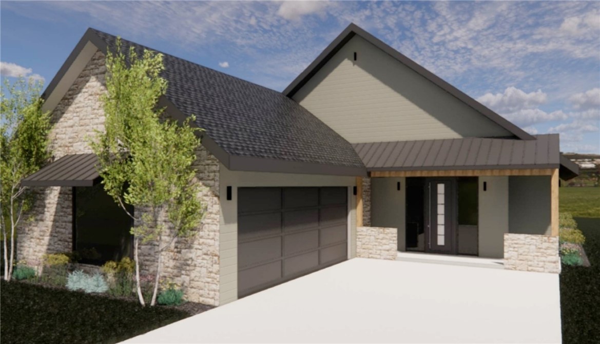 New construction home with 3 generously sized bedrooms and 2.5 bathrooms. Features vaulted ceilings with abundant natural light creating open, airy living spaces. Gourmet kitchen equipped with modern appliances including gas range, microwave, and dishwasher. Luxurious primary suite with wet room-style bath/shower. Functional mudroom and covered porch for outdoor relaxation. 2-car garage for convenient parking. Energy-efficient gas heating and electric cooling systems.