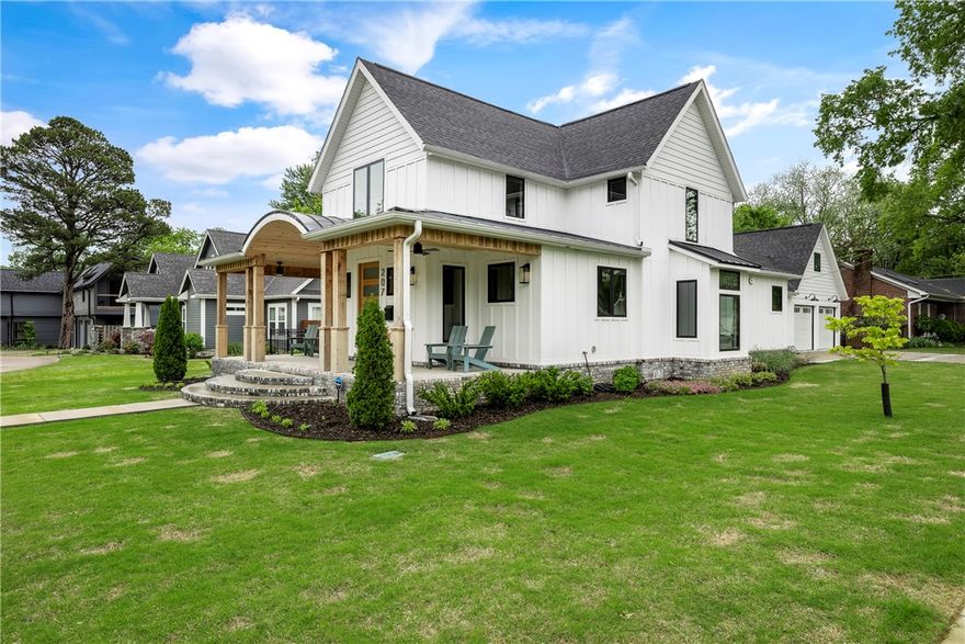 Don't miss this opportunity for a remodeled Downtown Bentonville original home. 4 bedrooms + office and 2 1/2 baths. Chef's kitchen with beautiful quartz countertops, built-in KitchenAid refrigerator, ice maker, and a huge island. Some of the finer touches of this remodel include original stained glass accent windows, original doors, and doorknobs. Other features include a heated and cooled exercise room including a sauna.