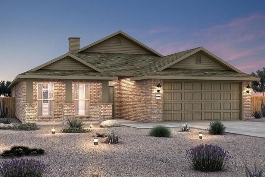 This 3 bed, 2 bath 1650 square foot floor plan features a
timeless luxury exterior. Upon entry, this open concept
floor plan features 10-foot ceilings in the living area and
kitchen which create a spacious atmosphere. In addition,
enjoy abundant natural light in the dining area and the
privacy and comfort of a large primary suite, complete
with grand walk-in closet and double vanities.