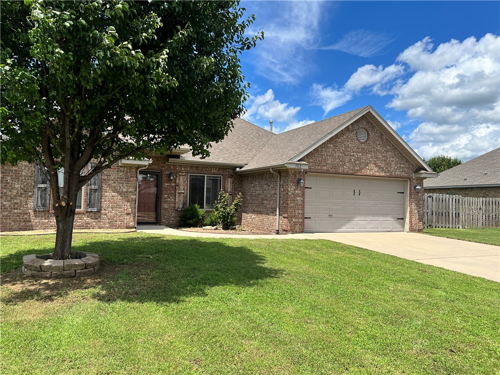 Beautiful, super clean home on extra large lot in Prairie Grove available today! Fantastic location close to schools, downtown Prairie Grove for shopping, restaurants, Aquatic Center, skate park, recreational parks. Split floor plan 3 bedrooms 2 baths, 2 Car garage, the home offers new LVP flooring in Living room, bedrooms and hall, ceramic tile in kitchen, baths and laundry. Fresh paint thru out. The oversize living with has 10 ft ceiling crown molding and ceiling fan and is open to living room and dining area. Kitchen includes granite counters, plenty of cabinet space, pantry and eating nook. Large primary bedroom and spacious primary bath and walk-in closet. The two other bedrooms are good size with nice closets. The very spacious fenced in backyard with covered patio perfect for family get togethers. Nice storage shed also included. $40 Application and processing fee per adult, Acceptable pets are negotiable as per pet policy. No Cats! No Smoking!
