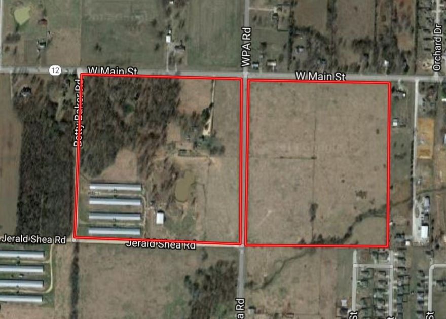 This is a good chance to take advantage of transitional land in NWA as it moves from agriculture to development/commercial land. Put the eastern tract to development right away since it has public water, sewer, and gas and is level and open. Push dirt in days after closing. Then hang on to the other piece and finish tearing down the chicken houses and clear land for the next project. Call us and we can help!