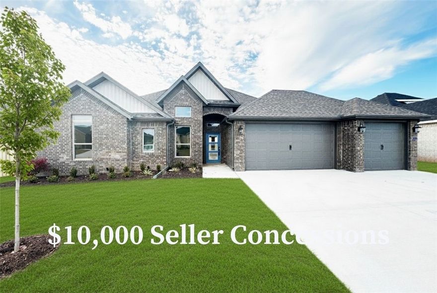 Discover The Wilmont, a thoughtfully designed one-level home located in the sought-after Wellington Hills community in Pea Ridge. With a split floor plan featuring 4 bedrooms and 2 bathrooms, this home offers the perfect layout for growing families or anyone looking to settle into their first home.
The spacious kitchen boasts custom cabinets, granite countertops, and stainless steel appliances—everything you need to cook, gather, and create lasting memories. Enjoy outdoor time in your fenced backyard, relax under the covered patio, and appreciate the added peace of mind with gutters already installed. Taxes are based on land only. Seller is offering $7500 towards closing cost or a rate buydown. Preferred lender incentives available. For a limited time, the builder is offering an extra $2500 towards closing costs OR a gift card to Lowes or Amazon.