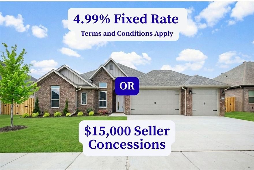 4.99% fixed rate (Terms and Conditions Apply) or $15,000 seller concessions. Discover The Wilmont, a thoughtfully designed one-level home located in the sought-after Wellington Hills community in Pea Ridge. With a split floor plan featuring 4 bedrooms and 2 bathrooms, this home offers the perfect layout for growing families or anyone looking to settle into their first home.
The spacious kitchen boasts custom cabinets, granite countertops, and stainless steel appliances—everything you need to cook, gather, and create lasting memories. Enjoy outdoor time in your fenced backyard, relax under the covered patio, and appreciate the added peace of mind with gutters already installed. Taxes are based on land only. Additionally, incentives from other preferred lenders are available.