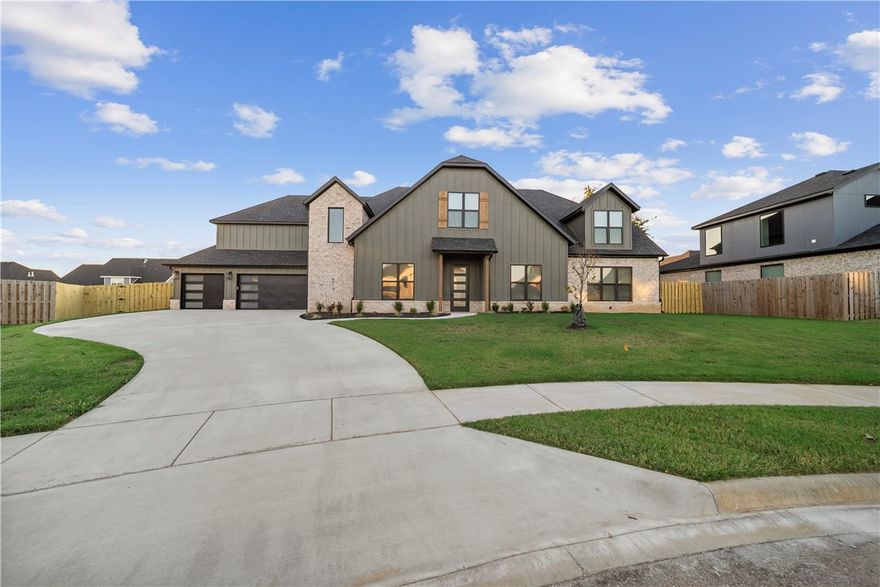 Welcome to Sky Valley, a community in the heart of Rogers, The Maverick Plan, offers 3,486 square feet of well-designed living space, featuring four bedrooms and three and a half bathrooms. From the moment you step inside, you're greeted by high ceilings and an open, airy floor plan that seamlessly connects the living, dining, and kitchen areas — ideal for both everyday life and entertaining. On the main level, you'll find a dedicated home office and a spacious primary suite with a luxurious bathroom and direct access to the utility room. Upstairs, there are three additional bedrooms. One includes a private en-suite bath, while the other two share a bathroom. Builder will provide up to $10,000 towards buyers closing costs or buying down interest rate and an additional $2500 appliance allowance until the end of October 2025. Preferred lenders will provide up to $5,000 additional closing cost.