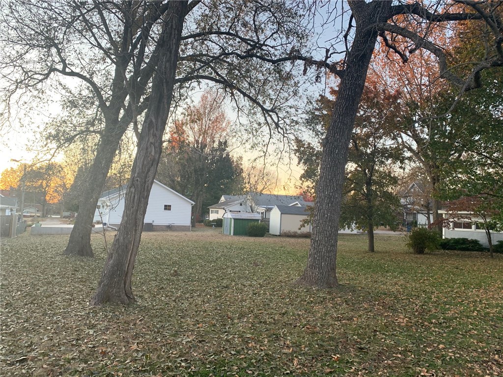 Nice residential lot located walking distance to downtown, parks and walking trail. Beautiful mature trees, that most likely would not have to be removed to build. 10X22 metal storage building on concrete pad.