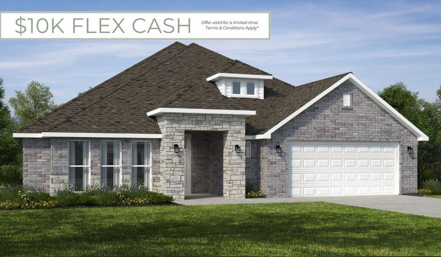 The 2575 floorplan features a 5 bedroom, 3-
bathroom with over 2,500 square feet of living space. This
premium floorplan is designed to elevate your living
experience with its exceptional features and thoughtful
design. Step into a home with impressive 15’ high vaulted
ceilings, complemented by a stylish stained box beam,
and 8’ tall front and back doors that enhance the home's
elegance. The large window wall offers a picturesque view
of the outdoors, leading to a vaulted covered back patio
perfect for relaxation and entertaining.
 Inside, custom built-ins beside the fireplace add both 
functionality and charm, while the pantry with deep 
shelves accommodates all your appliances and storage needs.
 The spacious laundry room includes a sink, making chores 
convenient and efficient.  The master bathroom features a
luxurious freestanding tub and a large 3’x5’ shower.

*Taxes subject to change based on new​​‌​​​​‌​‌​​​‌‌​​​‌‌‌​​‌​​‌‌​​​​ construction.*