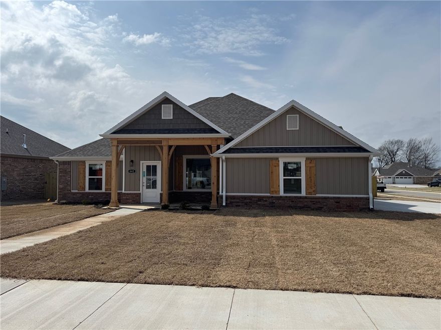 Beautiful new home on a corner lot in Snyder Grove Subdivision! This 1,840 sq. ft. home features 3 Br, 2 BA, 3 car garage, granite tops, built-in bookshelves in the living room by the fireplace, premium wood vinyl plank floors, large walk-in shower, and split bedrooms. The yard is fully sodded with a privacy-fenced backyard. Large covered back porch as well.