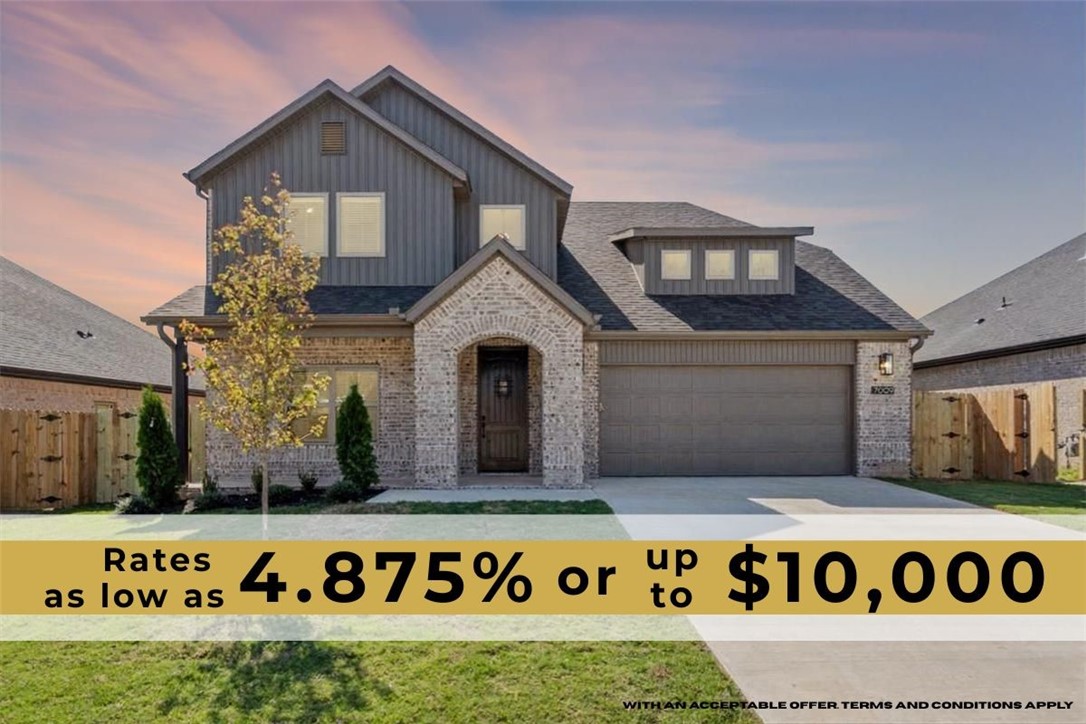 Builder is offering up to $10,000 IN CLOSING COSTS, APPLIANCE PACKAGE OR TOWARDS 2/1 RATE BUY DOWN with an acceptable offer!! Unmatched quality awaits in the "LILY' plan, with the primary bedroom, bathroom, spacious primary closet and second guest bedroom and full bathroom on the main level. The second story features two additional guest bedrooms and full bathroom with additional walk in attic storage. Upgrades include quartz countertops, two-story open entry way, upgraded lighting fixtures, custom cabinets, black stainless steel appliances, gas fireplace, gas range, tiled walk in shower in primary bathroom & luxury vinyl plank floors throughout all bedrooms & common areas. Enjoy standard inclusions such as insulated garages, full home gutters, privacy fence, & 2ā blinds throughout. Community pool coming in Phase 2! Under 10 minutes to XNA Airport and under 20 minutes to Downtown Bentonville and New Walmart Campus! Ask your agent about the additional preferred lender credit. NORTH FACING!!