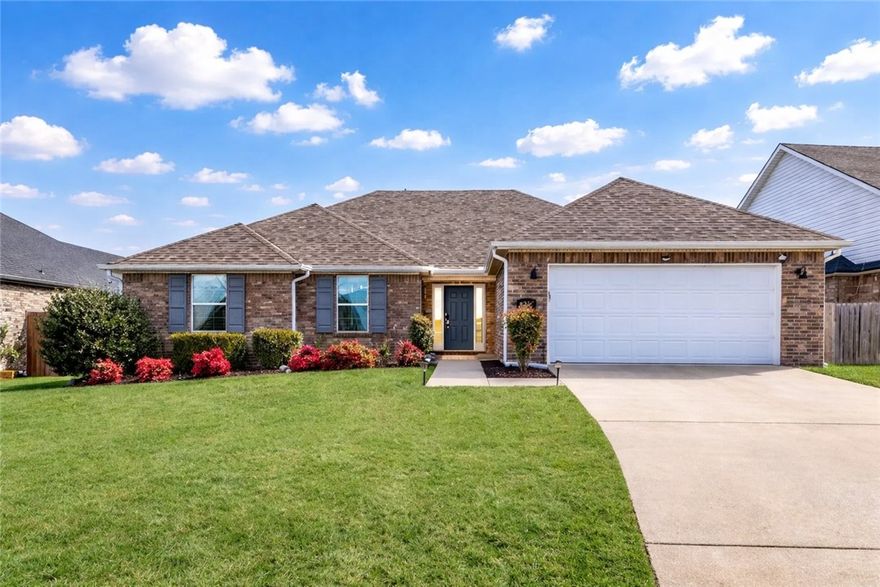 Well maintained home in a sought after Bentonville neighborhood! This 3 bedroom, 2 bath home offers  an open, functional layout and plenty of natural light. The kitchen includes granite countertops and stainless steel appliances and flows easily into the living room, ideal for daily living and gatherings. The master suite bedroom features with two separate closets, and ample storage. Solar panels provide added energy efficiency and long term savings while being fully paid off by the sellers. The backyard is flat and well maintained by the owner, offering a great outdoor space. Located just minutes from the Bentonville Community Center and Bentonville Schools. Convenient access to shopping, dining, and everything Bentonville has to offer!