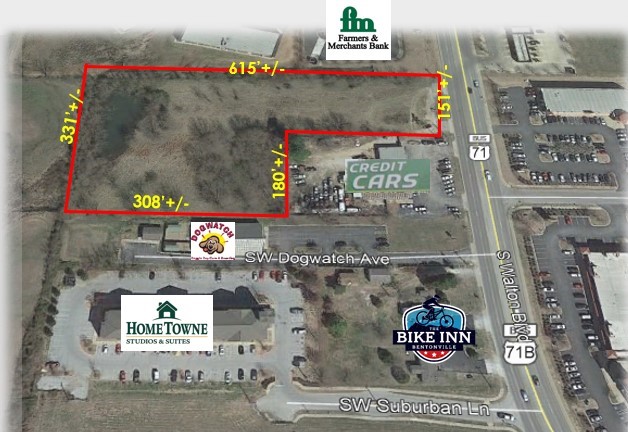 An unimproved "L" shaped tract ready for design. The frontage does not indicate how much acreage is available. Possibility for development for more than one use. This tract could be a combination of restaurant, retail, wholesale, hotel/motel, church and mini storage.