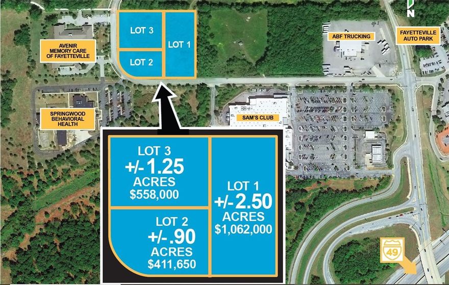 THE IMMEDIATE AREA has seen extraordinary growth in heath and medical services with the completion of the Springwoods Behavioral Heath Treatment Center, Avenir Memory Care, and Grand Village at Clear Creek, a new, upscale retirement center. All are in close proximity to the site.
THE CITY OF FAYETTEVILLE has zoned the site a Commercial Planned Zoning
District, or CPZD. This designation allows for the developer and the city to work
together to maintain flexibility, compatibility, variety, and harmony with the
surrounding area, all of which enhances mixed-use projects, economic development, and cultural enrichment.
THE SITE AND LOCATION will dictate the highest and best use, most likely general
office in a multilevel building suitable to single or multiple occupants. Medical and Health Clinics, Insurance, Law Firms or Real Estate Offices are just some of the
logical prospects.