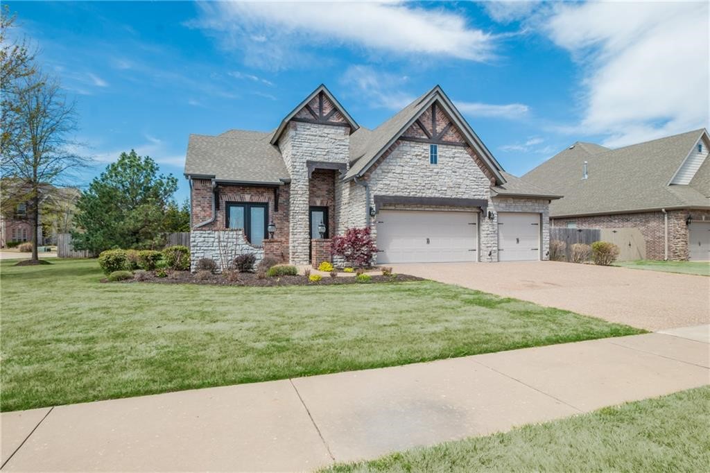 FOR LEASE in the desirable Central Park neighborhood, this 4-bedroom, 3.5-bath home offers comfort, space, and convenience in Bentonville School District. Located on a large corner lot, the home features an open-concept layout with hardwood floors, a cozy gas fireplace, and lots of natural light. The kitchen includes a large walk-in pantry, separate breakfast area & semi-formal dining. All bedrooms conveniently located on main floor, including a private primary ensuite and walk-in closet. A spacious upstairs bonus room with half bath provides flexible living options, ideal for media room, playroom or second living area. Front bedroom offers direct access to a private courtyard ideal for guests or a home office. Enjoy outdoor living in fenced backyard with mature landscape, an extended covered patio, built-in grill, fireplace and a 3-car garage for vehicles or storage. Located within walking distance to four schools and close to parks, trails, community amenities, this home combines prime location and lifestyle.