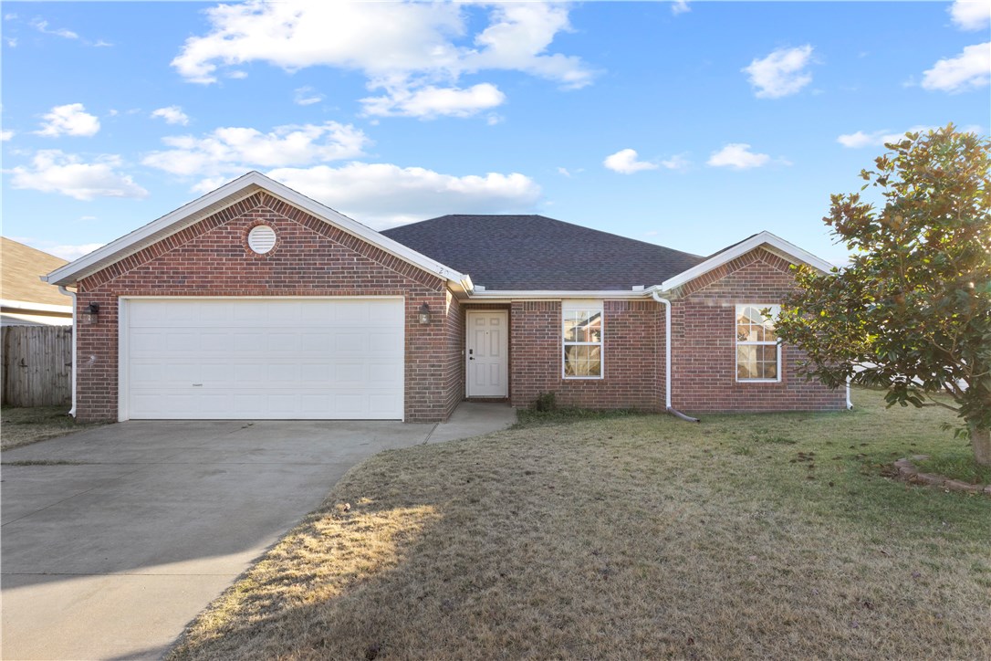 Located in a Peaceful, Family-Friendly, West Bentonville Neighborhood. Tiled Entry Leads To Open Living Area w/ Trey Ceiling, Crown Molding and Corner Wood-Burning Fireplace. Functional and Well Lit Kitchen w/ Pass-Through and Newer Appliances. Eat-in Dining, Master Suite w/ Walk-in Closet, Dual Vanity, and Whirlpool Tub. Whole Home Blind Package. Full Guttering. Nice Backyard w/ Good Sized Partially Covered Patio Area.