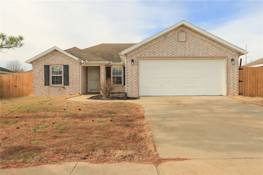 This charming 3 bedroom 2 bath home located on the west side of Bentonville. Great location with easy access to the new Walmart Home Office right down 8th.  The home offers a comfortable layout with fresh paint and flooring and easy access to everything. Privacy Fenced backyard and 2 car garage.  Whether your are relocating, downsizing or just need new home for a fresh start, this home checks all the boxes.