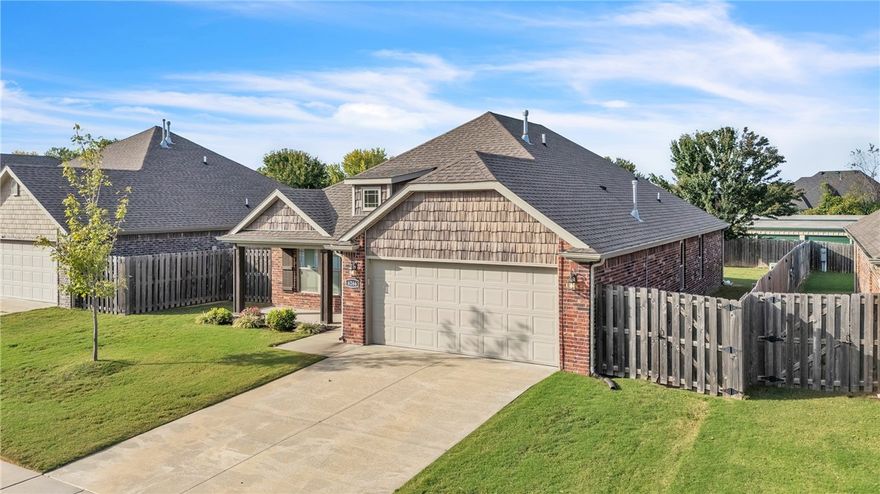 3 bed 2 bath brick home that is move in ready.  This home features a charming covered front porch as well as a covered back patio and a large fenced in back yard.  Its open floor plan gives the living, kitchen and dining the feel of a larger home.  The primary bath has a custom walk-in tile shower, walk-in closet and two sinks.  The kitchen has a gas range and stainless steel appliances.