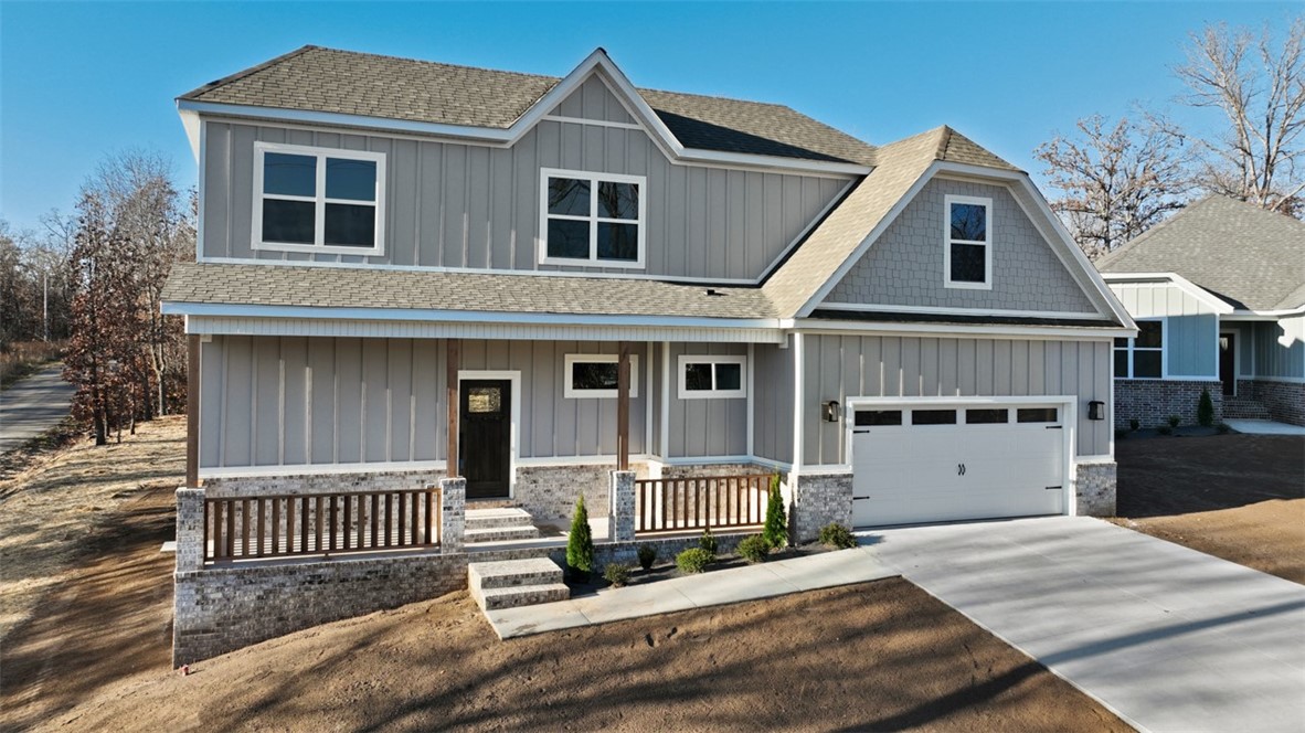 New construction on a level .30 acre wooded cul-de-sac lot (backs up to POA common property) Quick access to the new Bella Vista bypass, trails, Highlands Golf Course, and Loch Lomond! The "Summit" plan features 331 sq ft of floored unfinished attic space, 2 BD's + office (primary bedroom on main level), 2.5 BA's, 3 cm granite counters, 10' ceilings, custom cabinets, oversized kitchen, gas range, walk-in tile shower, fireplace, built-in's, 2 covered patios, & high-end finishes throughout! $3,000 BUYER CREDIT FROM BUILDER'S PREFERRED LENDER