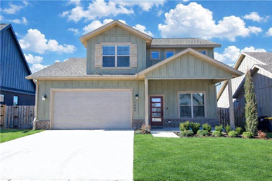 This stunning Craftsman-style home is in immaculate condition and offers the perfect blend of modern convenience and timeless charm, filled with tons of natural light. Featuring 3 bedrooms and 2.5 baths, a dedicated office with French doors, and a master suite with 2 large walk-in closets, the home also includes a gourmet kitchen with a gas range, quartz countertops, and a large walk-in pantry, while the gas fireplace with wood mantle adds warmth and character to the living space. Additional highlights include a secondary laundry room with built-in desk upstairs, a covered backyard deck, a mudroom off the garage, and ample storage throughout. Located just minutes from Pinnacle Hills Promenade and I-49, this home is ready to be yours. $5,000 lender credit with seller's preferred lender.