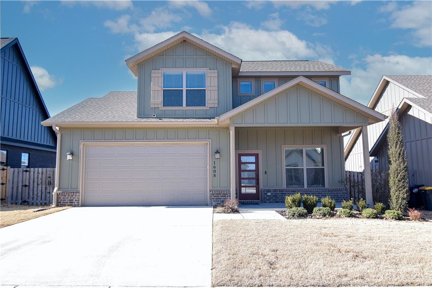 This stunning Craftsman-style home is in immaculate condition and offers the perfect blend of modern convenience and timeless charm, filled with tons of natural light. Featuring 3 bedrooms and 2.5 baths, a dedicated office with French doors, and a master suite with 2 large walk-in closets, the home also includes a gourmet kitchen with a gas range, quartz countertops, and a large walk-in pantry, while the gas fireplace with wood mantle adds warmth and character to the living space. Additional highlights include a secondary laundry room with built-in desk upstairs, a covered backyard deck, a mudroom off the garage, and ample storage throughout. Located just minutes from Pinnacle Hills Promenade and I-49, this home is ready to be yours. $5,000 lender credit with seller's preferred lender.