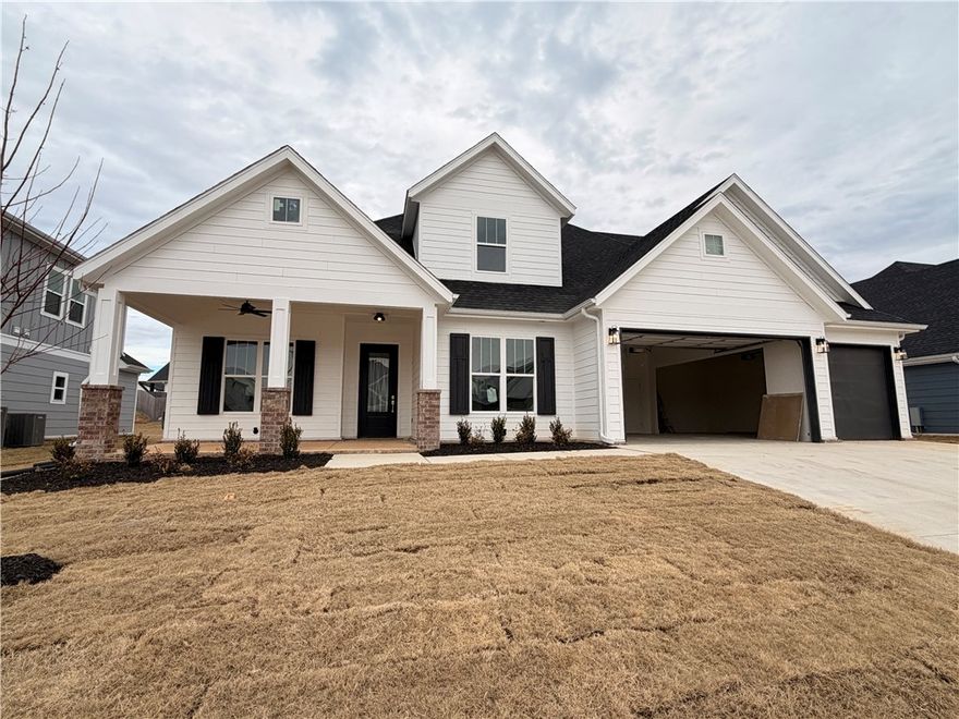 Welcome to Crescent View in SW Rogers! Great community in the best location! This plan features 3-4 bedrooms (2 flex spaces either bedroom 2 or study option as well as upstairs bedroom 4 or bonus room). All bedrooms have walk-in closets with plenty of storage! Downstairs you will find the primary bedroom. Great layout with open kitchen/living room area. Kitchen has large island to sit up to 6 bar stools, built-in gas cook top, built-in oven and microwave, large pantry, and eat in dining area. Primary bedroom feature en suite bathroom with soaking tub, walk-in shower, his and hers separate vanities, and large closet with lots of built-ins. Bedrooms 3 & 4/bonus room are upstairs along with a full bathroom. Enjoy the evenings grilling on the covered back patio! Can't beat location being only minutes to shopping, dining, groceries stores, and only steps to the Razorback Greenway Trail.