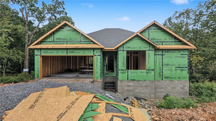 Welcome To Your Next Home! This Solid New Build Brings Style And Comfort Together With A Brick Front, Split 3-Bed Layout, And 9-Foot Ceilings Throughout The Non-vaulted Areas. The Living Room Steals The Show With A Vaulted Ceiling And Striking Beam Accents, Creating A Warm Yet Modern Vibe. The Kitchen Delivers Custom Cabinets, Granite Counters, And An Island With Bar Seating That Flows Right Into A Spacious Dining Area. The Primary Suite Is A True Retreat Featuring Dual Vanities, A Walk-In Closet, And A Full Custom Tile Shower Built To Impress In The Primary Bath. Wood Plank Flooring Runs Through The Main Spaces, With Tile In The Baths And Laundry And Plush Carpet In The Bedrooms Or Get In Early And Upgrade To No Carpet. Step Outside To A Covered Back Deck Overlooking A Future Sodded Yard With Room To Play. Construction Is Just Underway—Which Means There’s Still Time To Make Selections And Add Your Own Style To This Beauty! **Sample pics as example of previous build & does not include several upgrades this one has