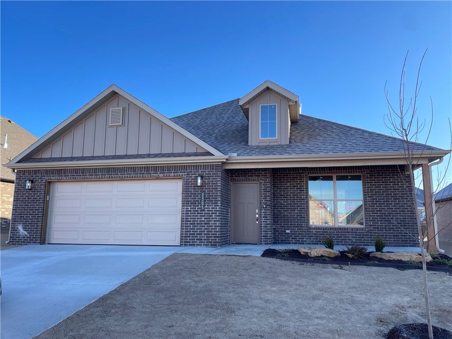 Beautiful New Construction Home in Heritage Ranch Subdivision! This 2,012 SF home has 3 bedrooms, bonus room on 2nd level, spacious open living, abundant storage, and large covered patio. Entry open into the living space, open layout is great for everyday and entertaining, with lots of natural light throughout. Gorgeous LVP flooring throughout the living areas. Living room features a beautiful fireplace feature. The kitchen is the heart of the home with great workspace, counter seating, large pantry, and open to a large dining room. Dining room has access to the covered patio and backyard space. The primary suite is a spacious and relaxing retreat with attached bath featuring a shower, soaking tub, and WIC. Upstairs is a large bonus room, a great second living space, playroom or media room! 2 car garage. Located next to Schools, Aquatic Center, and Parks. Nearby John Brown University and Historic Downtown. Homes contracted now through 12/30 will receive Blinds & Frigidaire Refrigerator at no additional cost!